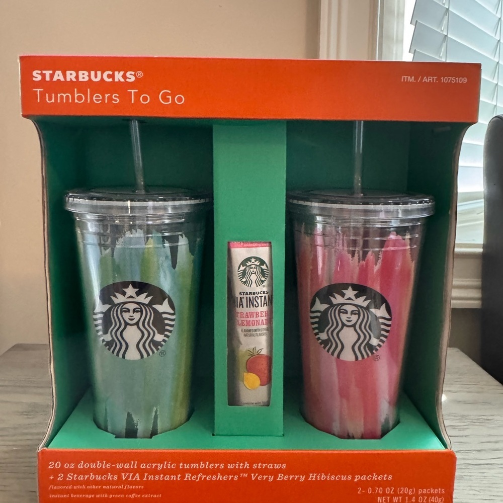 Starbucks Tumbler Gift Set | Reusable Cup + Drink Mixers | Coffee Lover Gift Duo